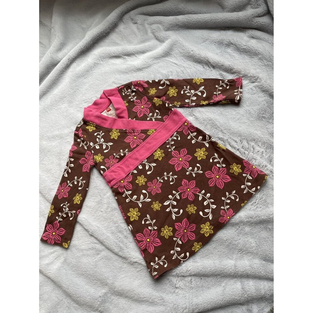 Tea Collection Toddler Girls Floral Kimono Dress Brown & Pink Size 2T